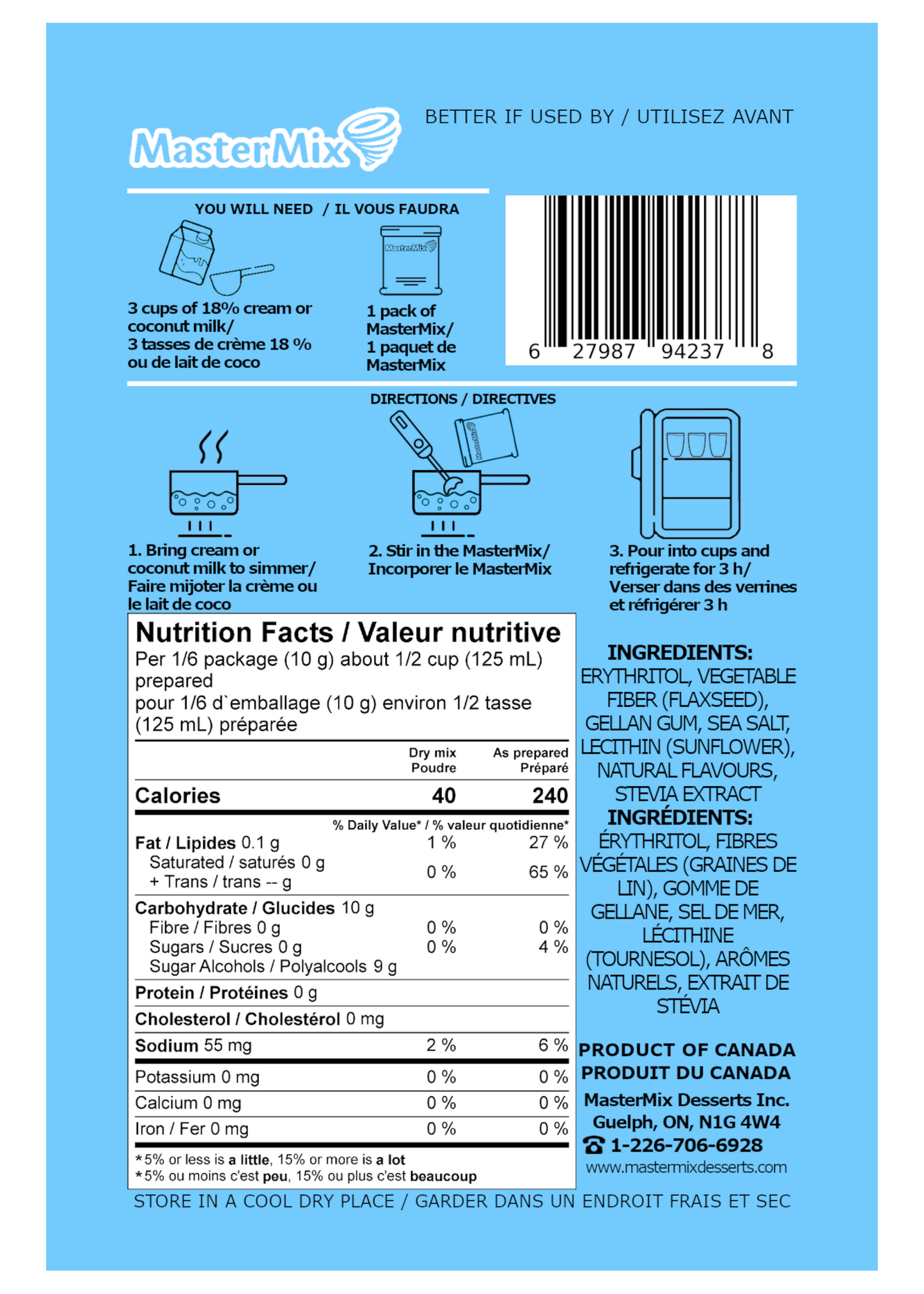 Vanilla Panna Cotta Mix – No Added Sugar (62g)